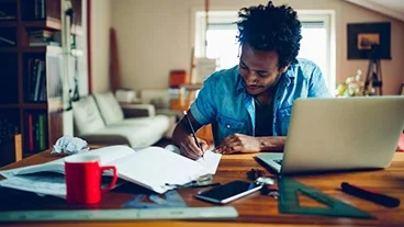 An Open University student working on a microcredential.